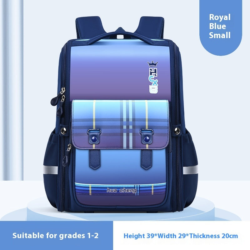Plaid Schoolbag Grade Spine Protection Student Backpack