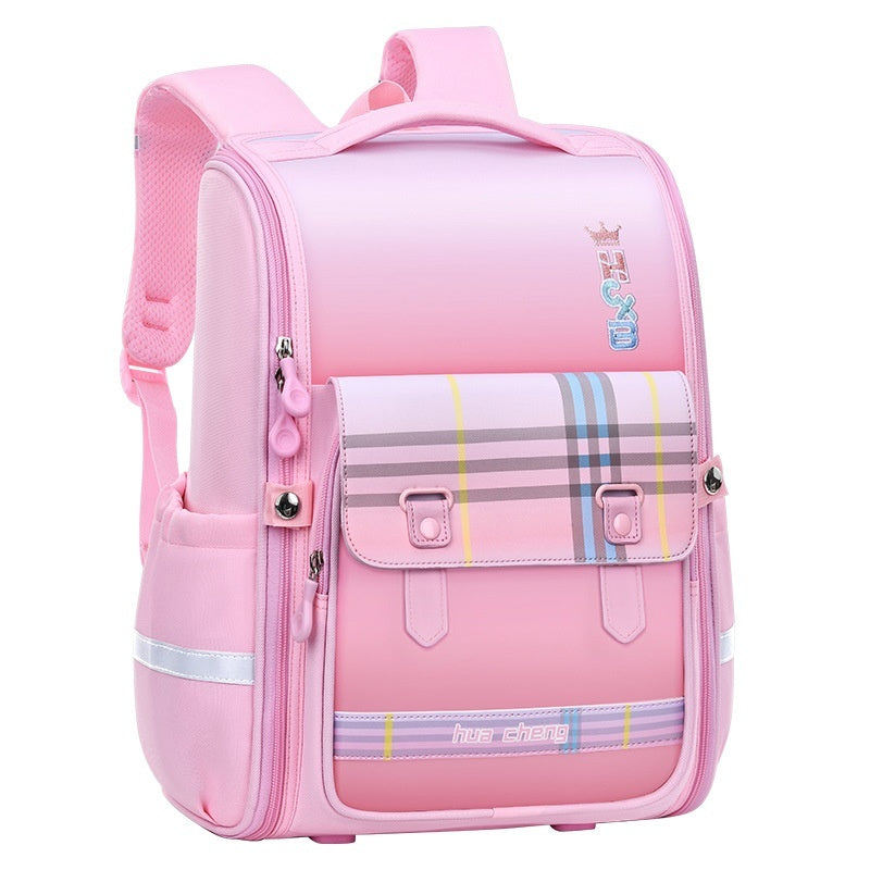 Plaid Schoolbag Grade Spine Protection Student Backpack