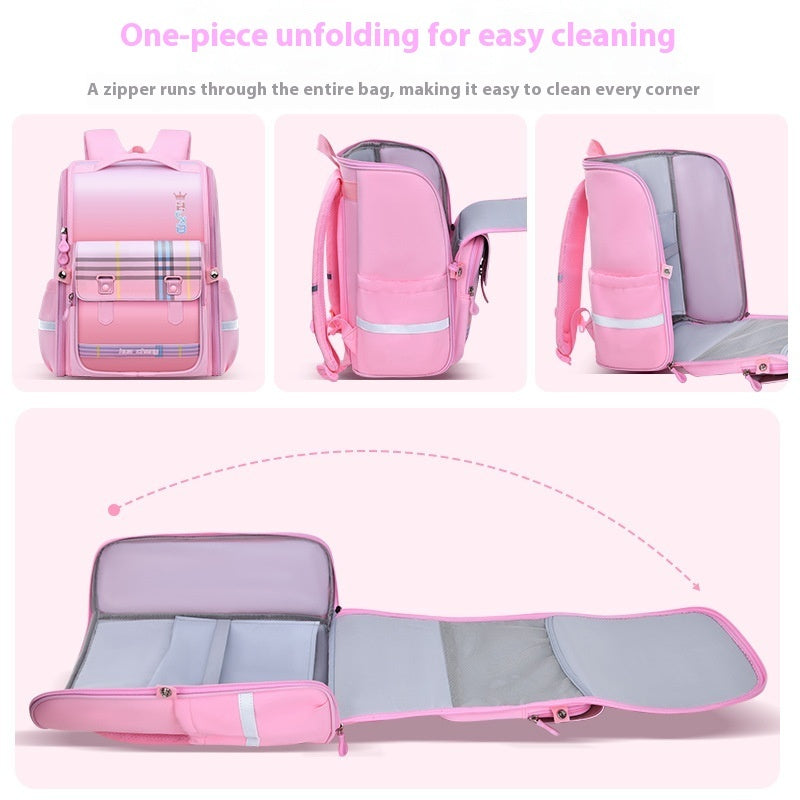 Plaid Schoolbag Grade Spine Protection Student Backpack