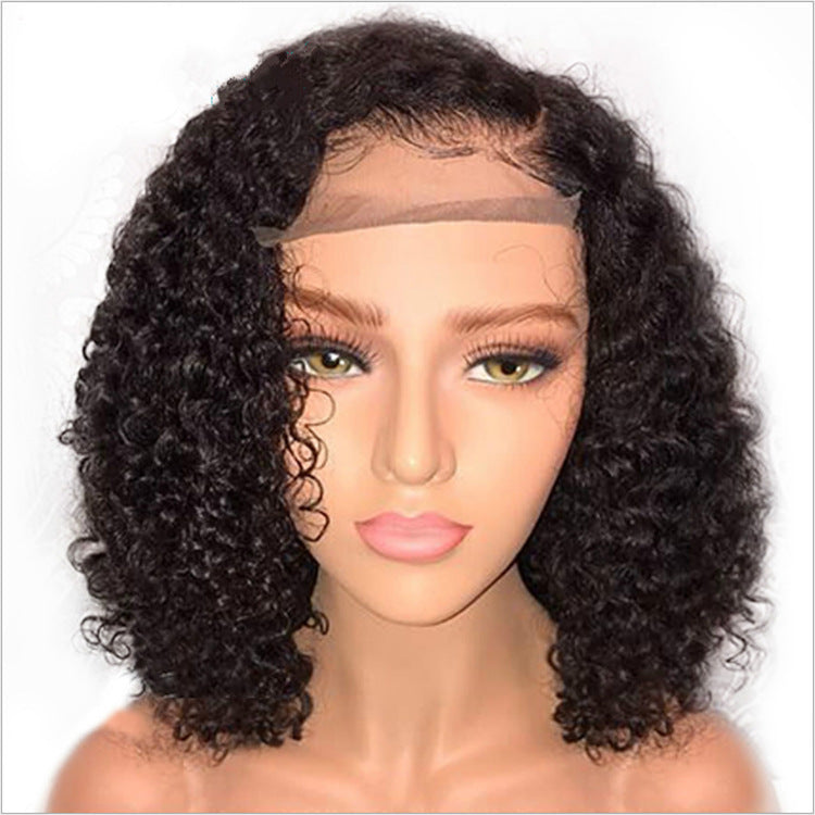 New Front Lace Wig European And American Women's Front Lace Black Small Curly Wig Set Wholesale