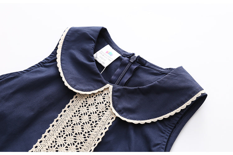 Girls' Skirts, New Summer Clothes, Western Style, Big Children'S Doll Collar Sleeveless Dress