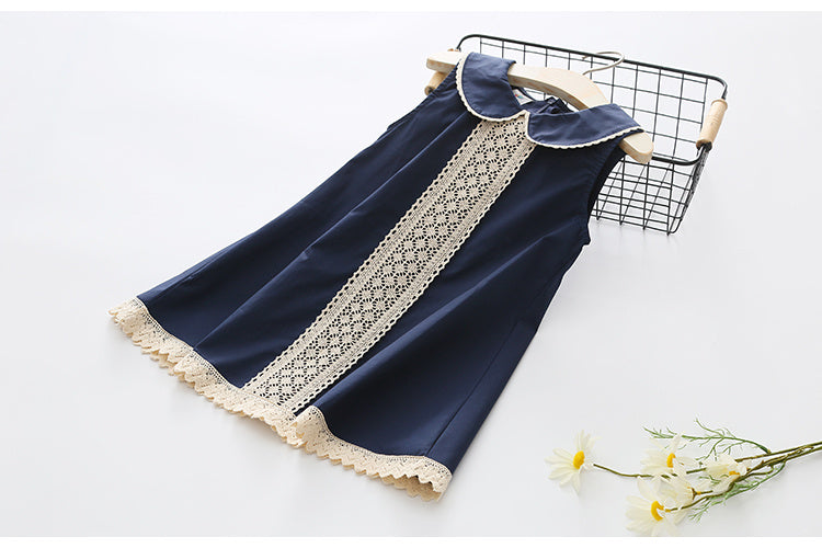 Girls' Skirts, New Summer Clothes, Western Style, Big Children'S Doll Collar Sleeveless Dress