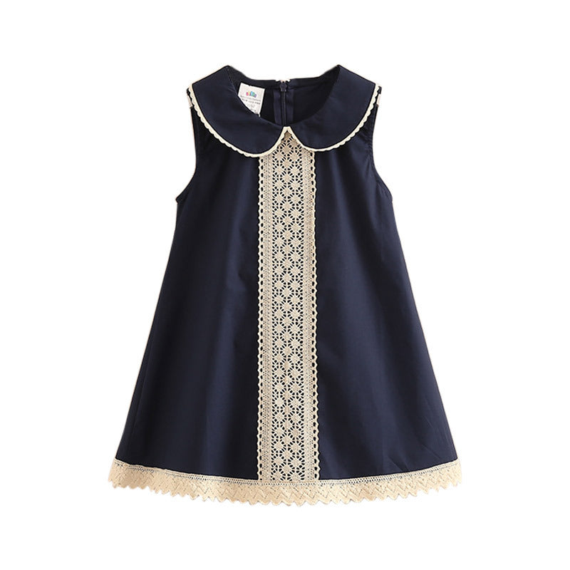 Girls' Skirts, New Summer Clothes, Western Style, Big Children'S Doll Collar Sleeveless Dress