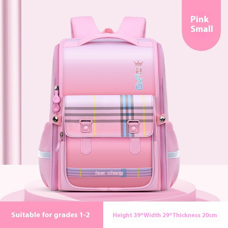 Plaid Schoolbag Grade Spine Protection Student Backpack