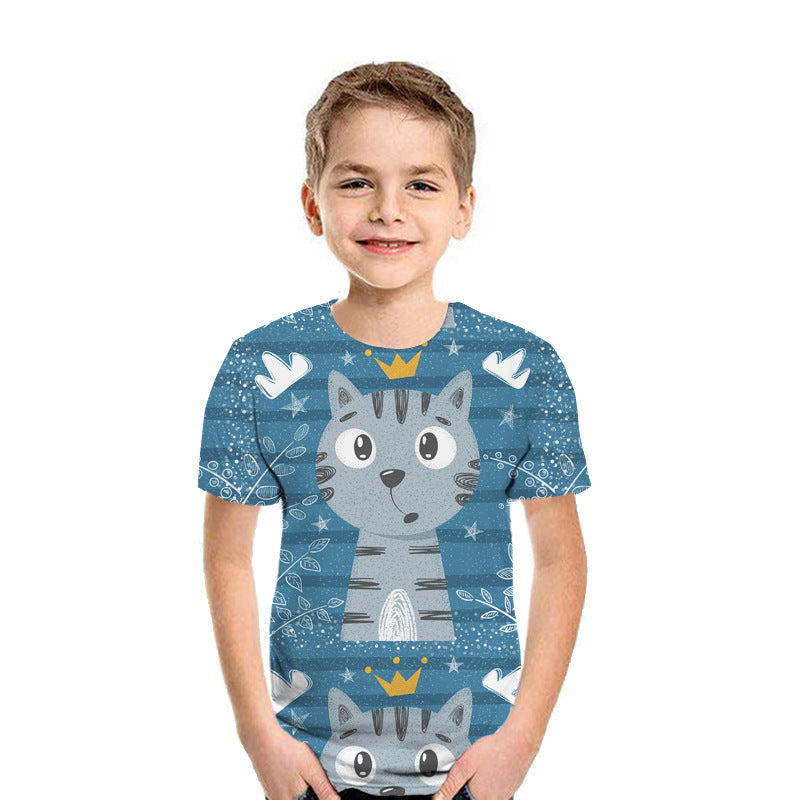 Casual 3D Printed Kids Short Sleeves