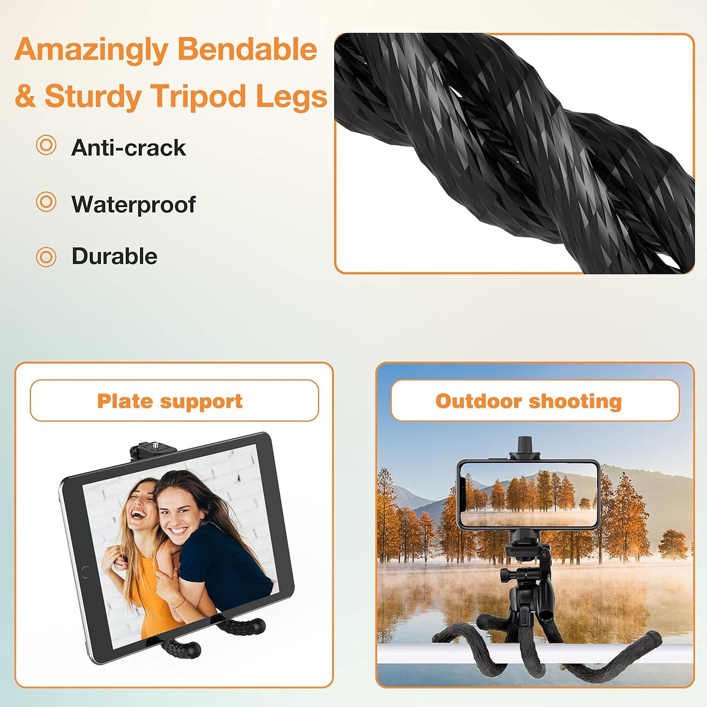 Flexible Phone Tripod Selfie Stick, Octopus Camera Tripod Travel Tripod Flexible Legs For Android Camera Stick Video Recording Vlog