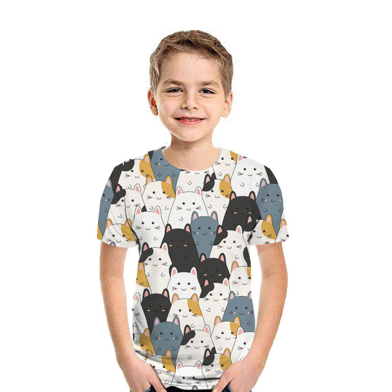Casual 3D Printed Kids Short Sleeves