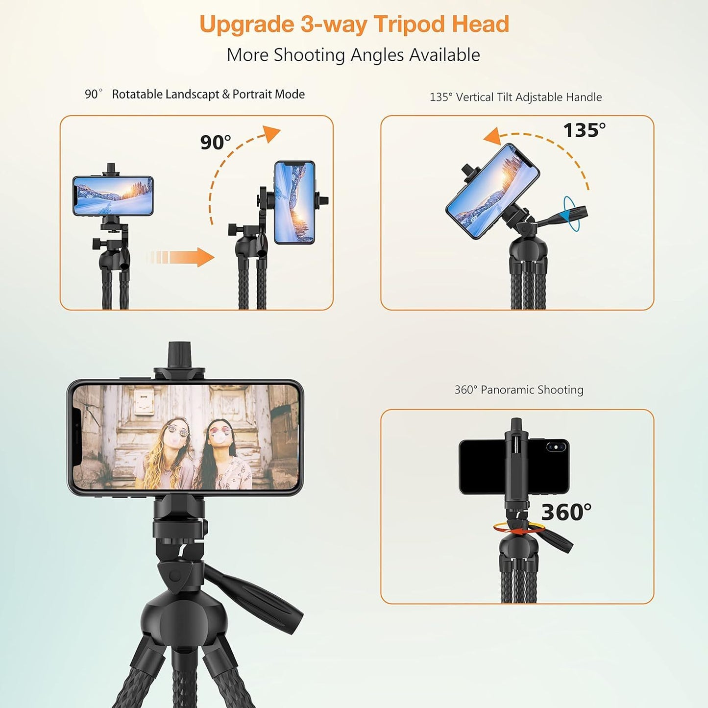 Flexible Phone Tripod Selfie Stick, Octopus Camera Tripod Travel Tripod Flexible Legs For Android Camera Stick Video Recording Vlog