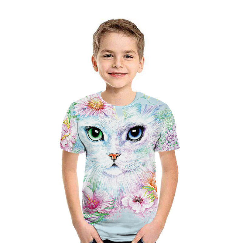 Casual 3D Printed Kids Short Sleeves
