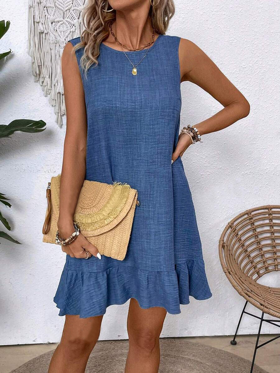 Summer Ruffle Dress Fashion Loose Sleeveless Straight Beach Dresses For Women