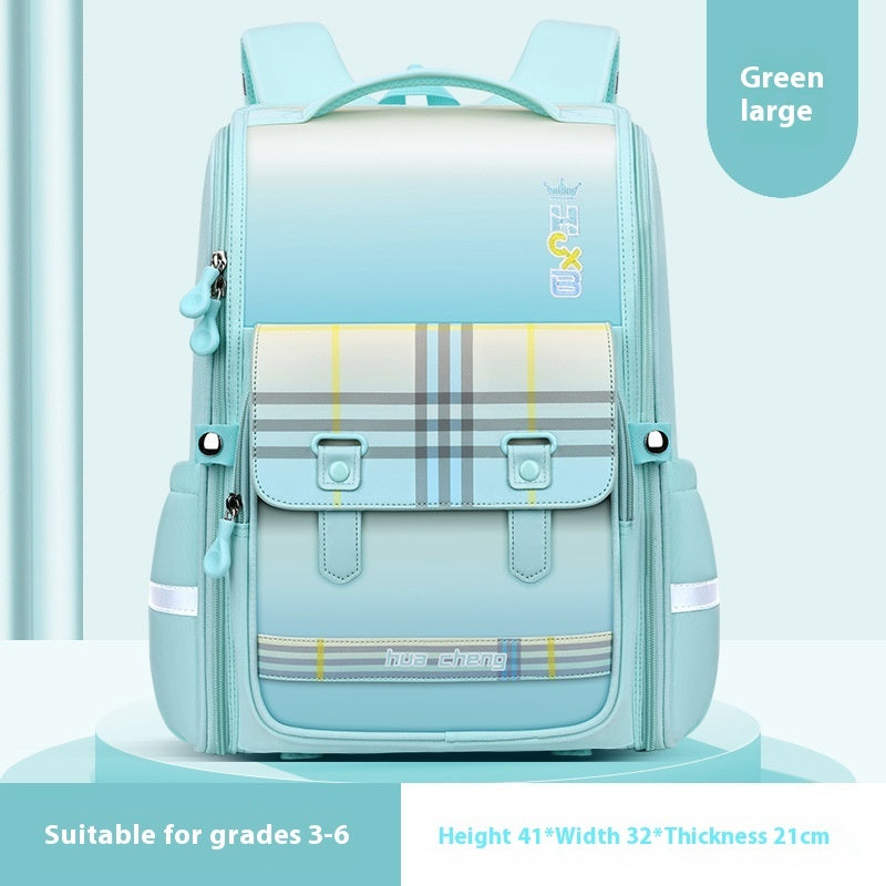 Plaid Schoolbag Grade Spine Protection Student Backpack