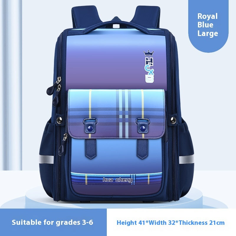 Plaid Schoolbag Grade Spine Protection Student Backpack