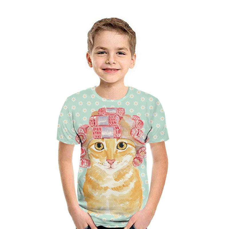 Casual 3D Printed Kids Short Sleeves