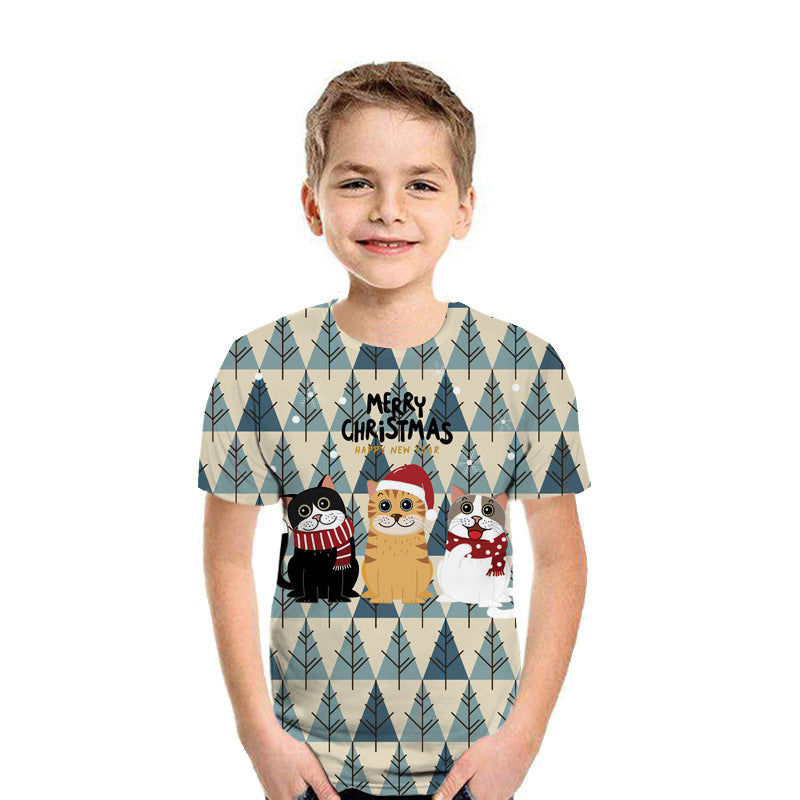 Casual 3D Printed Kids Short Sleeves