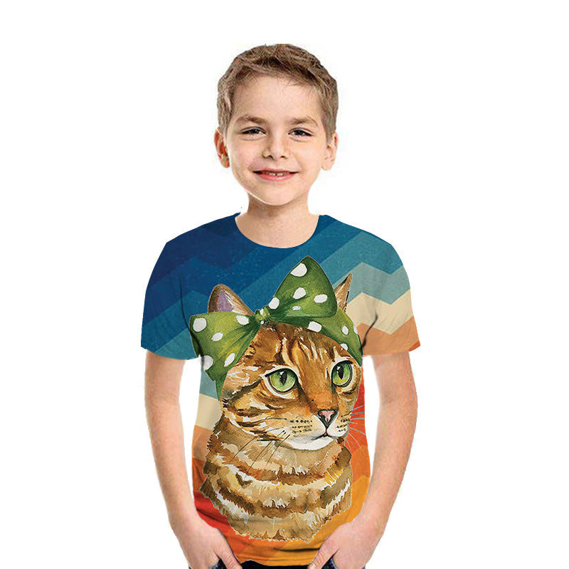 Casual 3D Printed Kids Short Sleeves