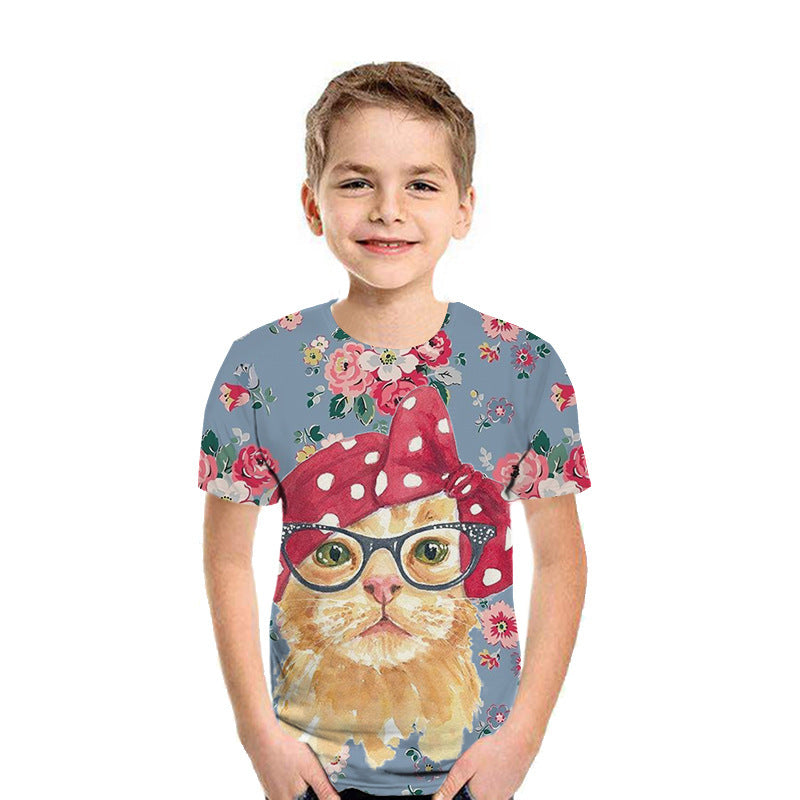 Casual 3D Printed Kids Short Sleeves