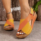 Colorblock-crossed  Wedges Sandals Summer Fashion Fish Mouth Platform Roman Shoes For Women