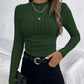 Women's Round Neck Knitted Ribbed Slim Fit Autumn And Winter Warm And Comfortable Base T-shirt
