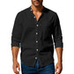 Long Sleeve Stand Collar Shirt With Pockets Casual Men's Clothing