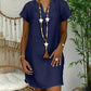 Womens Summer Casual Solid Color V Neck Short Sleeve Dresses Boho Beach Sundresses
