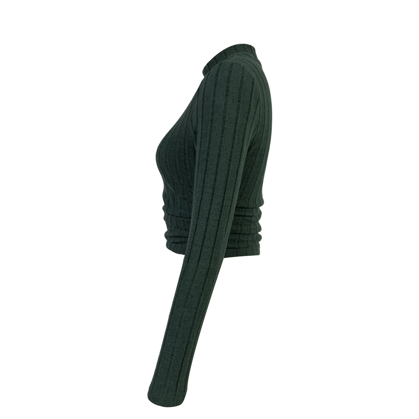 Women's Round Neck Knitted Ribbed Slim Fit Autumn And Winter Warm And Comfortable Base T-shirt