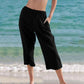 Loose Solid Color Cropped Pants Casual Pants For Women
