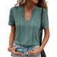 Lace Stitching T-shirt V-neck Casual T-shirt Top For Women