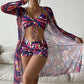 Women's Fashion Printed Boxer Underwear Long Sleeve Blouse Suit
