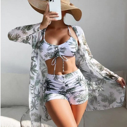 Women's Fashion Printed Boxer Underwear Long Sleeve Blouse Suit