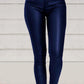 Pure Color PU Sexy Leather Pants Casual Feet Pants Women