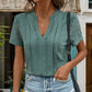 Lace Stitching T-shirt V-neck Casual T-shirt Top For Women