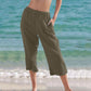 Loose Solid Color Cropped Pants Casual Pants For Women