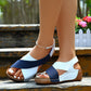 Colorblock-crossed  Wedges Sandals Summer Fashion Fish Mouth Platform Roman Shoes For Women