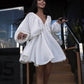 V-neck Lantern Sleeve Dress Fashion Loose Long-sleeved Dresses For Women Clothing