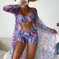 Women's Fashion Printed Boxer Underwear Long Sleeve Blouse Suit