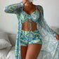 Women's Fashion Printed Boxer Underwear Long Sleeve Blouse Suit