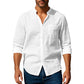 Long Sleeve Stand Collar Shirt With Pockets Casual Men's Clothing