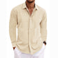 Long Sleeve T-shirt Undershirt Solid Color Long Sleeve Cotton Linen Shirt Men