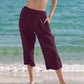 Loose Solid Color Cropped Pants Casual Pants For Women