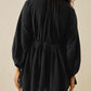 V-neck Long Sleeve Smocking Pleated Dress