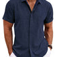 Men's Solid Color Loose Linen Short-sleeved T-shirt