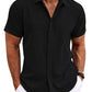 Men's Solid Color Loose Linen Short-sleeved T-shirt