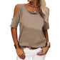 Womens Summer Trendy Shirts V Neck Cold Shoulder Tops Solid Color Casual Loose Sexy Blouse