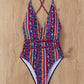 New Bohemian Swimsuit Deep V Strap One-piece Swimsuit For Women