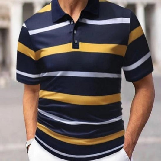 Striped Polo Shirt Men's Summer Short-sleeved T-shirt