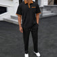 Waffle Lapel Color Matching Short-sleeved Trousers Two-piece Casual Suit