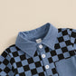 Boys' Lapel Plaid Short Sleeve T-shirt Shorts Set