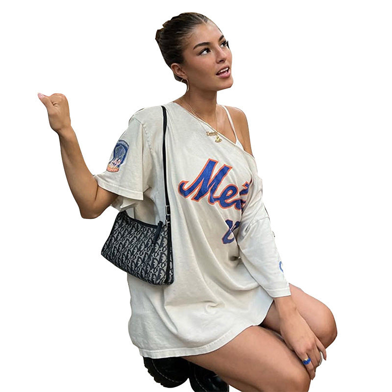Hipster Loose Street Versatile Letter Print Top