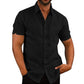 Men Short Sleeve Summer Solid Shirts Casual Loose Tops Tee