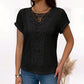 Women's Lace Splicing Short Sleeve Crew Neck T-Shirt Summer Loose Fit Casual Tee Top
